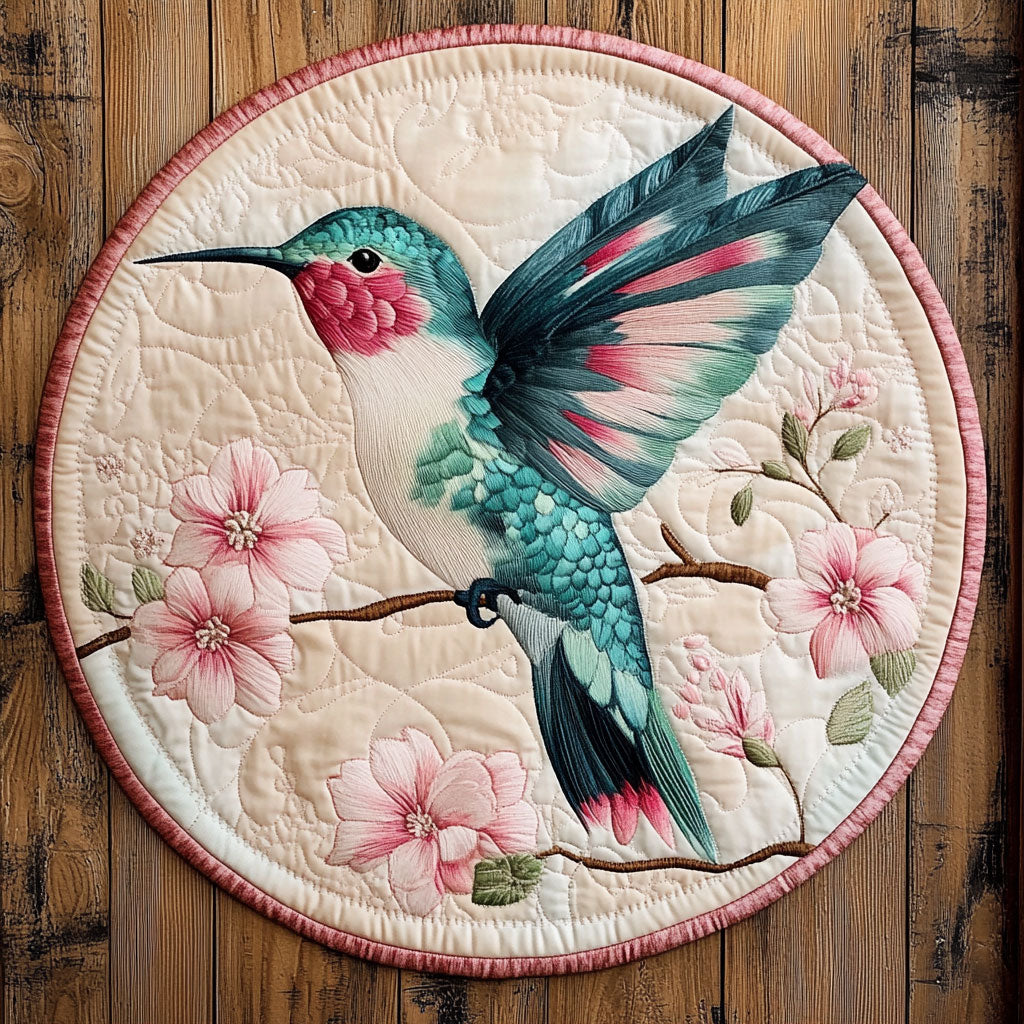 Dreamy Hummingbird WU2203012CL Quilted Round Mat