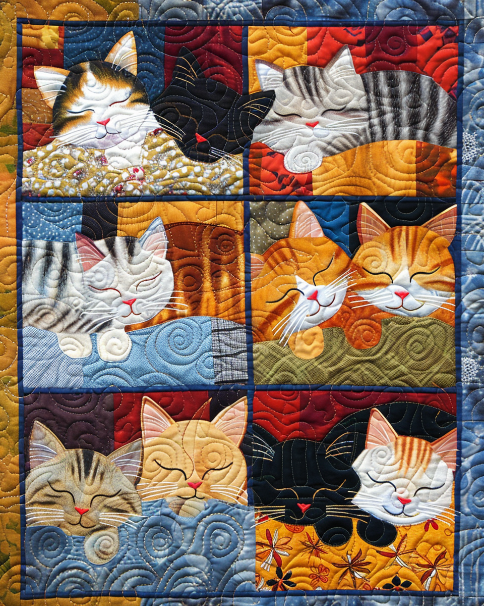 Cute Cat Sleeping YR1608005CL Quilt