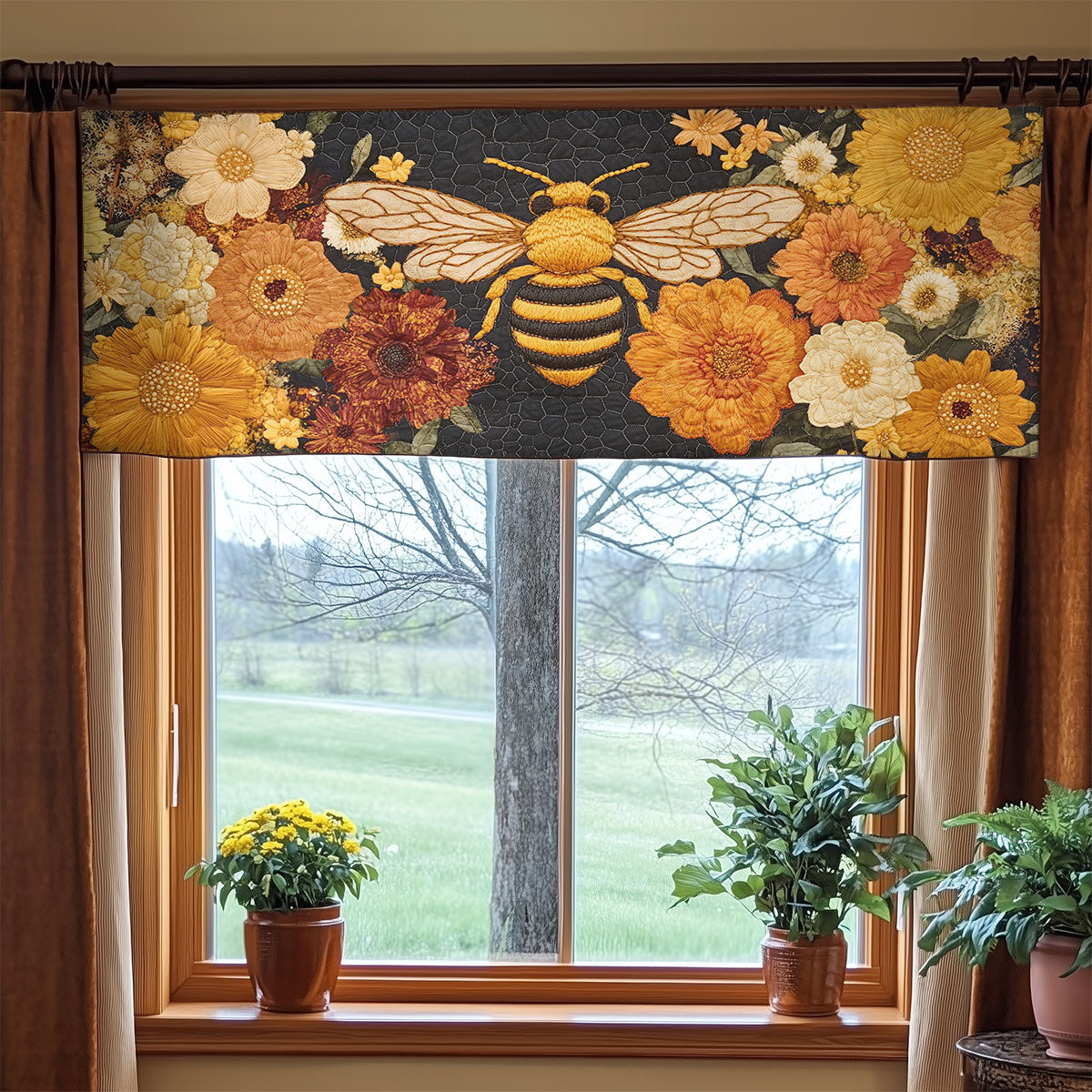 Bee Flower WX2203137CL Quilted Valance