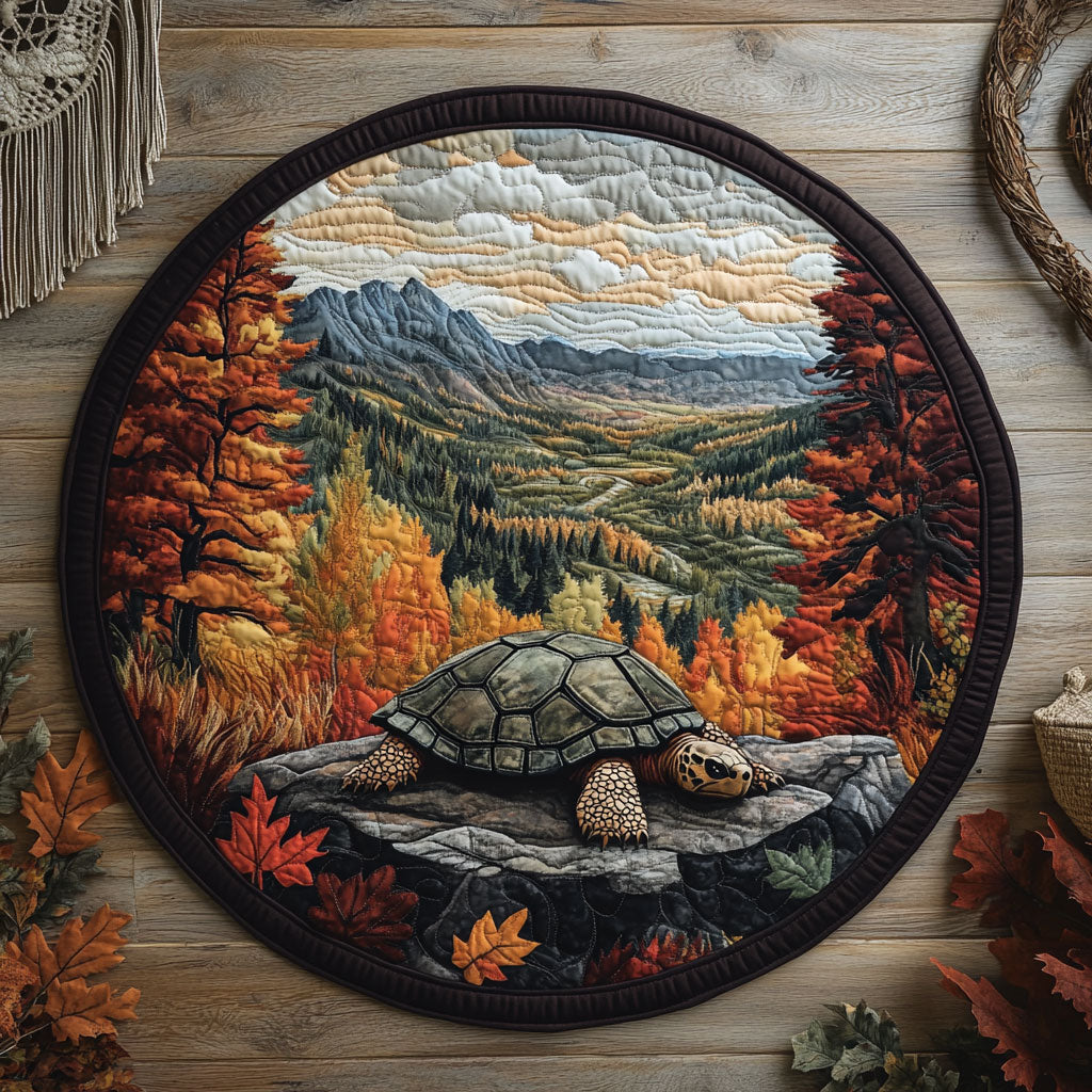 Autumn Terrestrial Turtle WY2805018CL Quilted Round Mat
