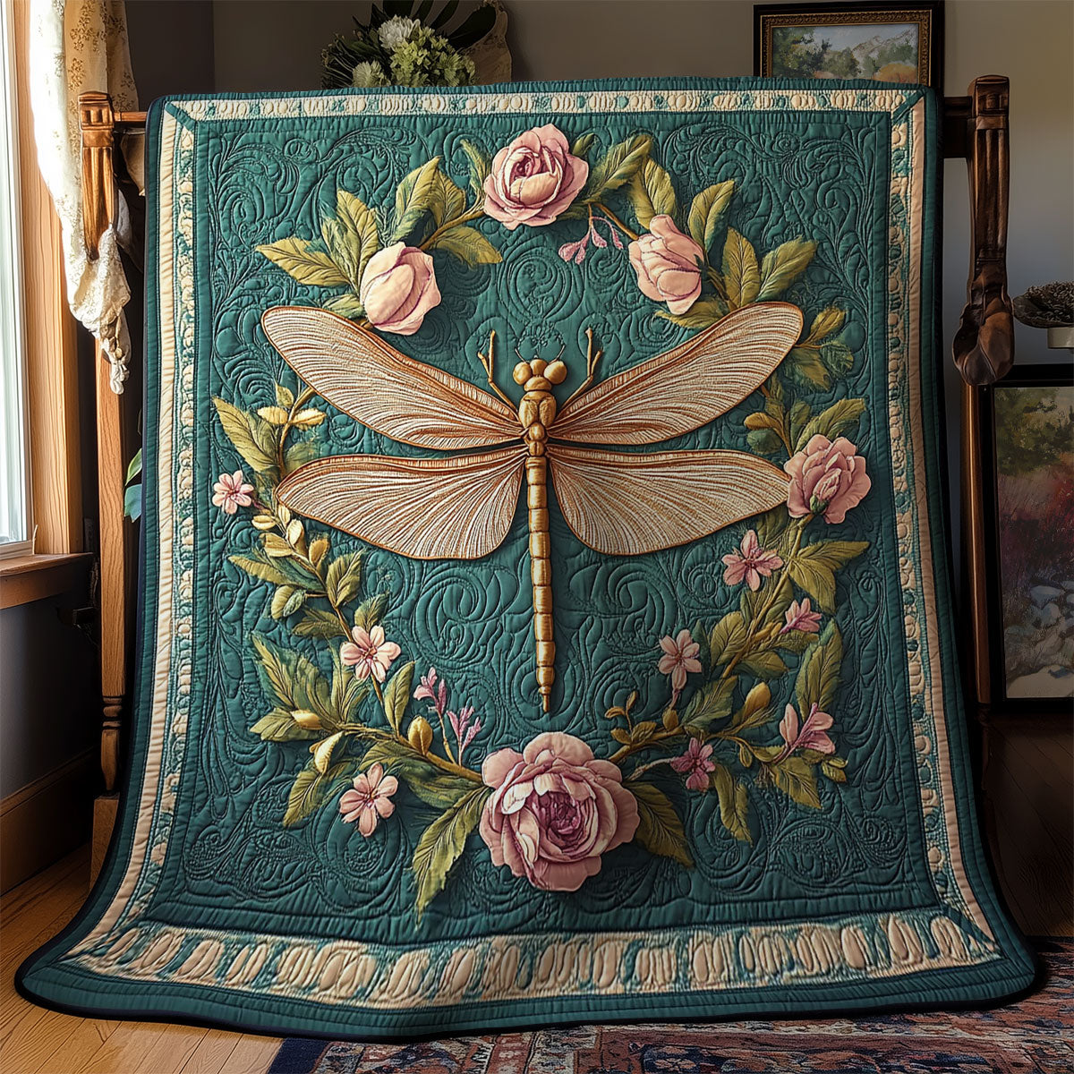Magnolia Wreath Dragonfly WY2403035CL Quilt