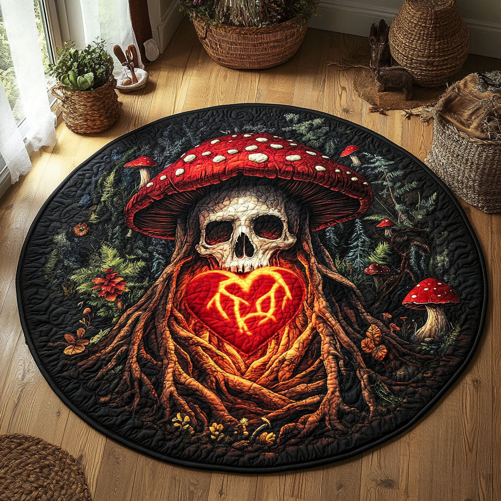 Mortal Bloom Heart WY0605007CL Quilted Round Mat