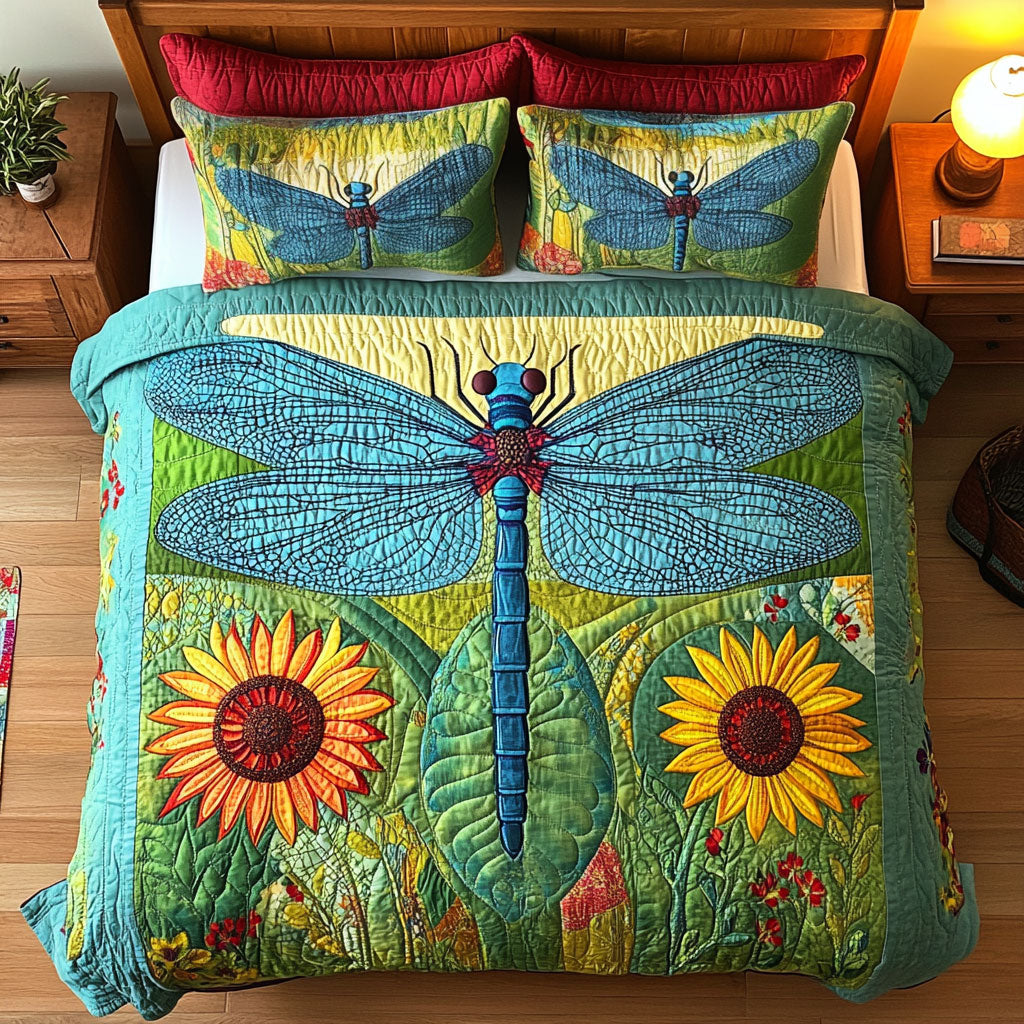 Sunflower And Teal Dragonfly WY2502060CL Duvet Cover Set