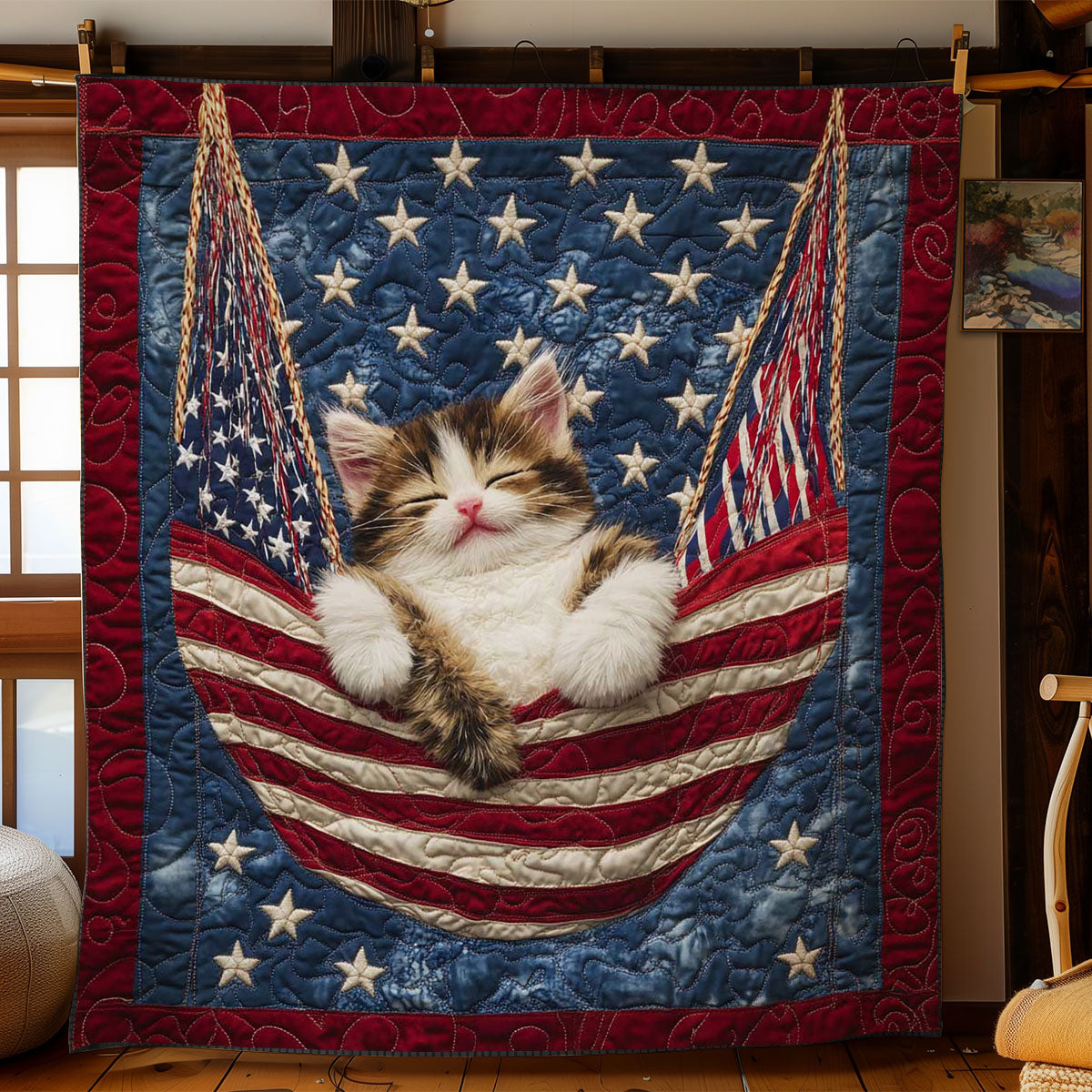 Patriotic Cat Nap WN0804023CL Quilt