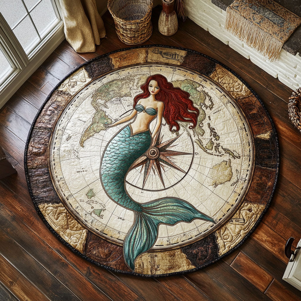 Compass Mermaid WY2005023CL Quilted Round Mat