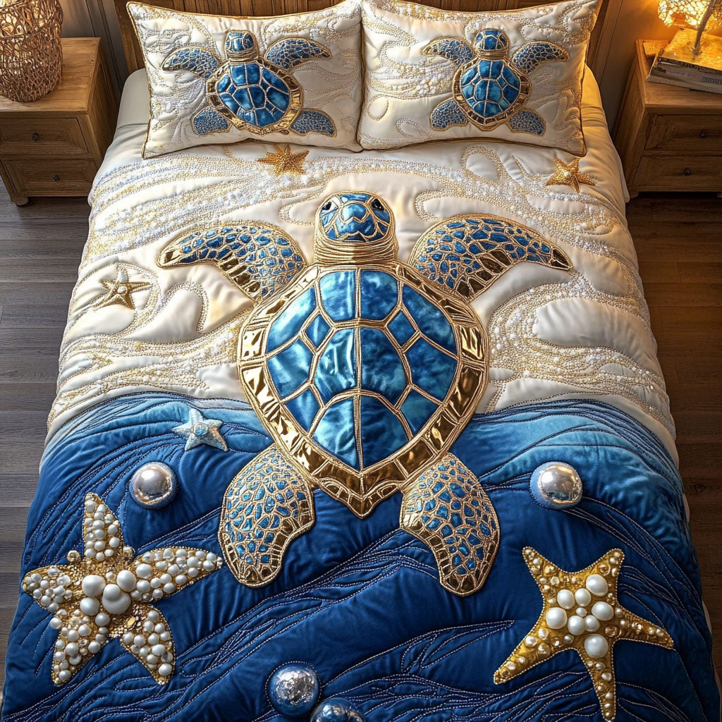Blue Gemstone Turtle WY2702001CL Duvet Cover Set