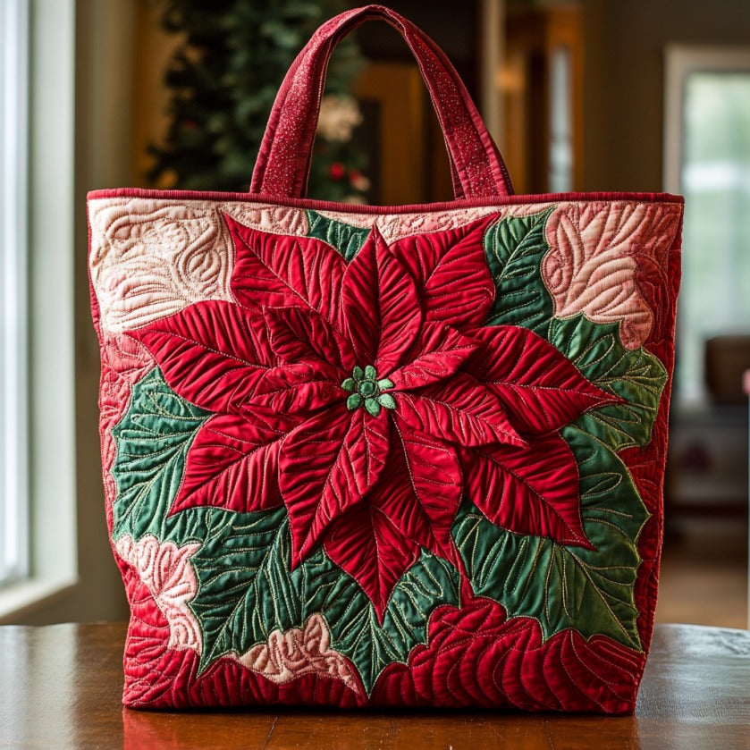 Vibriant Red Petals XR2409002CL Quilted Tote Bag