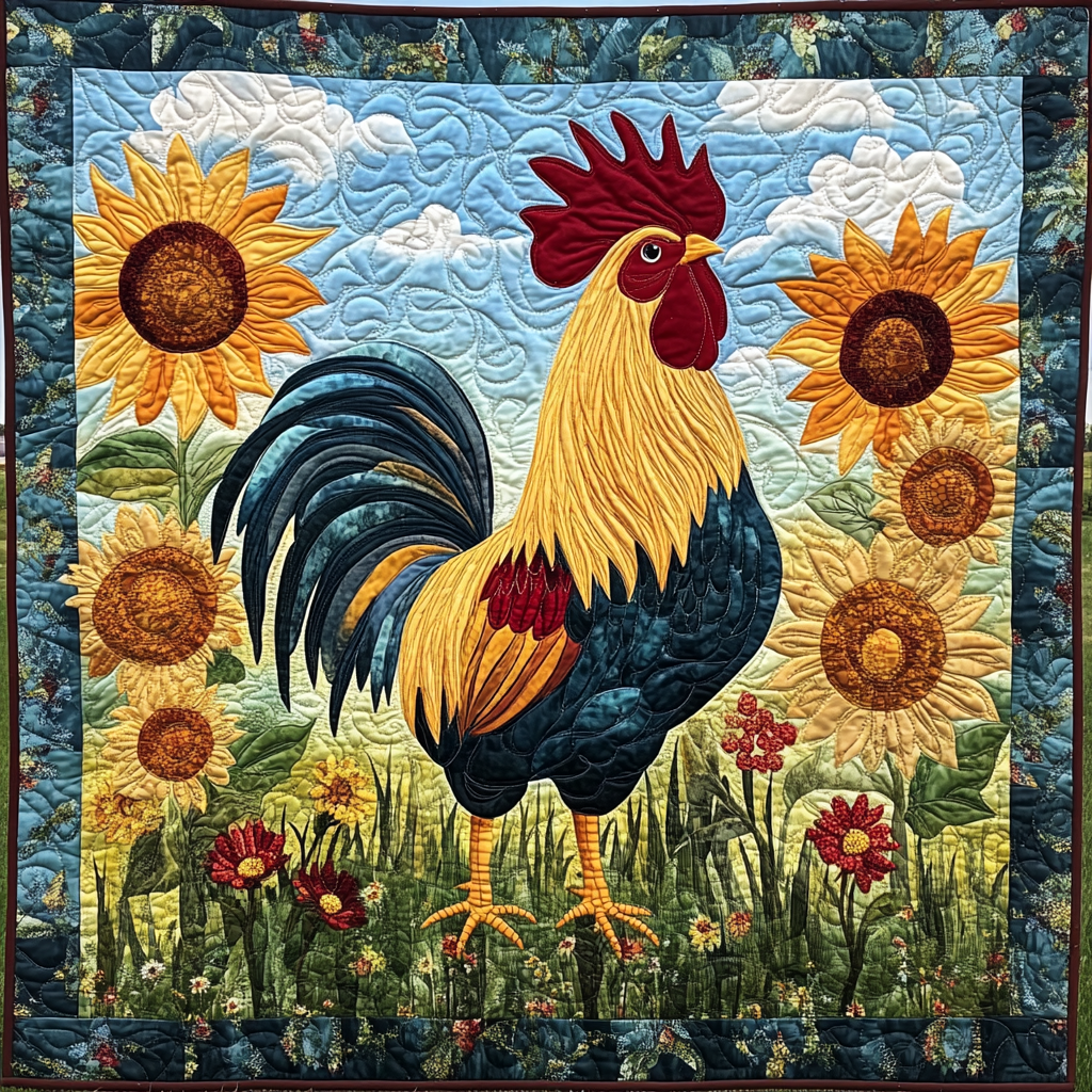 Rooster N Sunflowers XR2612011CL Quilt