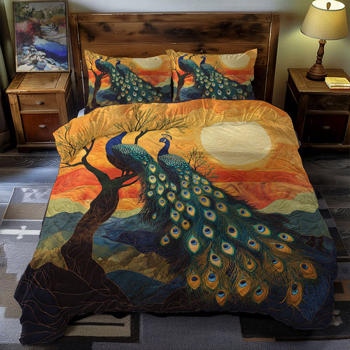 Golden Sunset Peacocks WX1312077CL Duvet Cover Set