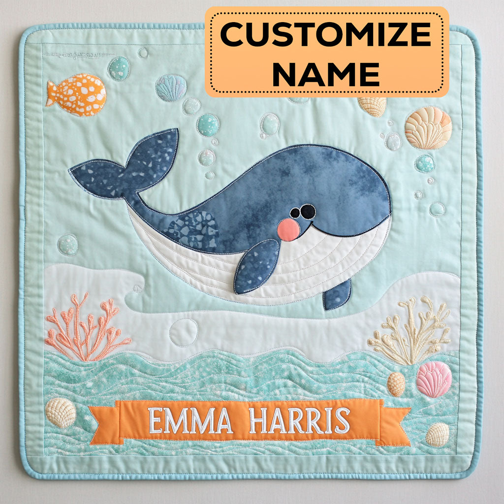 Little Whale Love CW2507015CL Personalized Baby Quilt