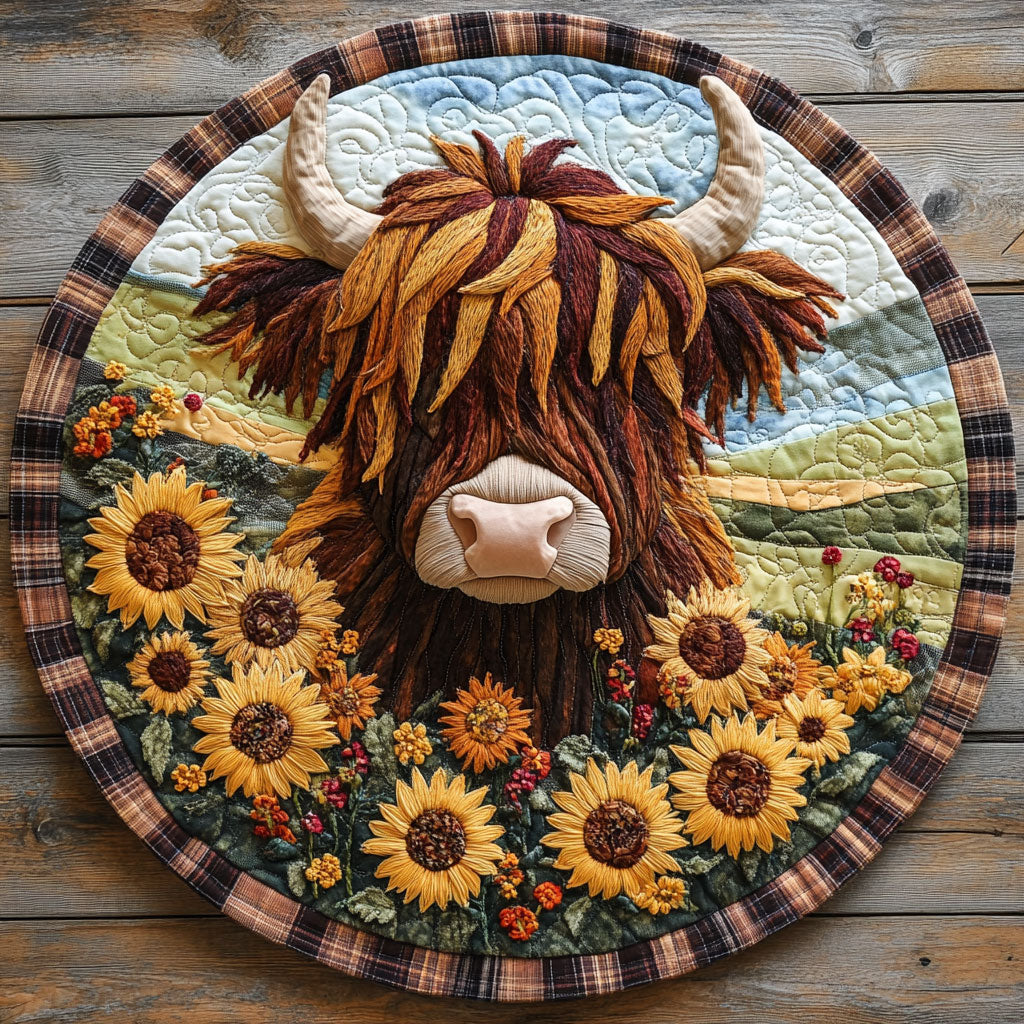 Blossom Shawl Highland Cow WN1707002CL Quilted Round Mat