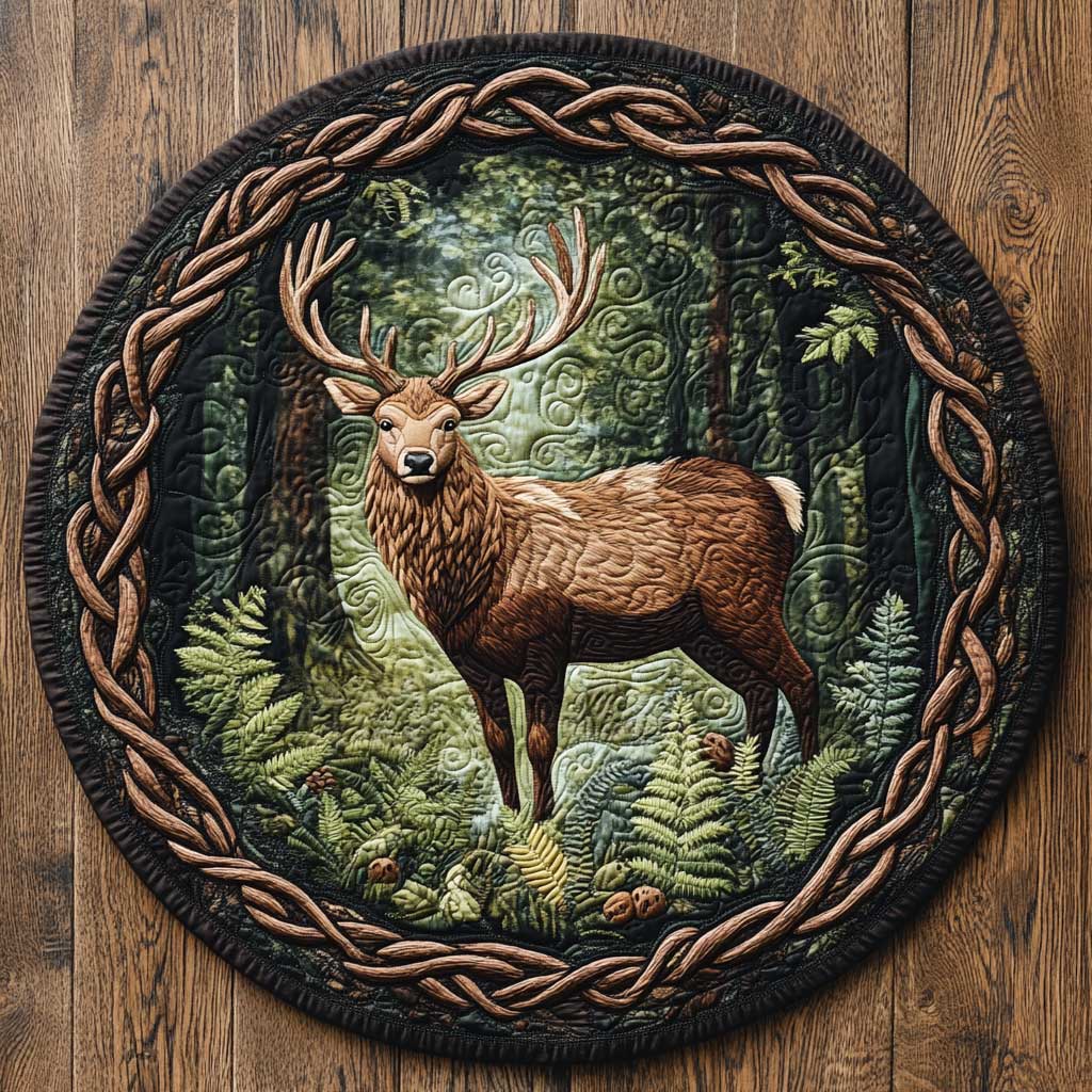 Wild Reindeer CQ1205042CL Quilted Round Mat