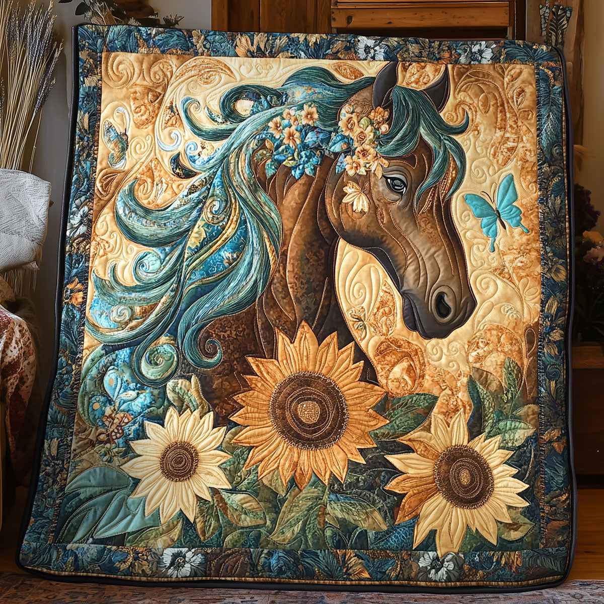 Sunflower Horse WX3105065CL Quilt