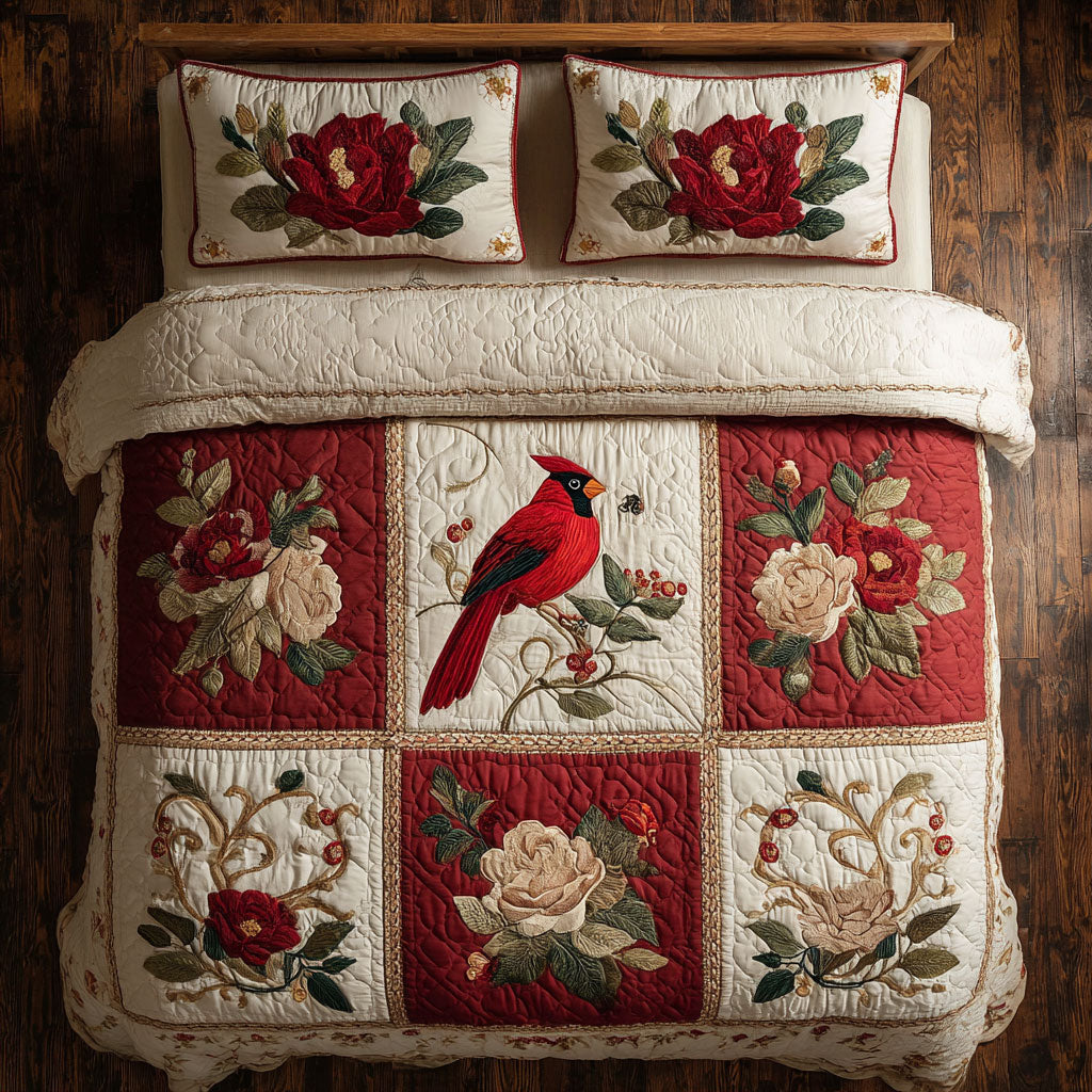 Red Cardinal Floral CW1109023CL Duvet Cover Set