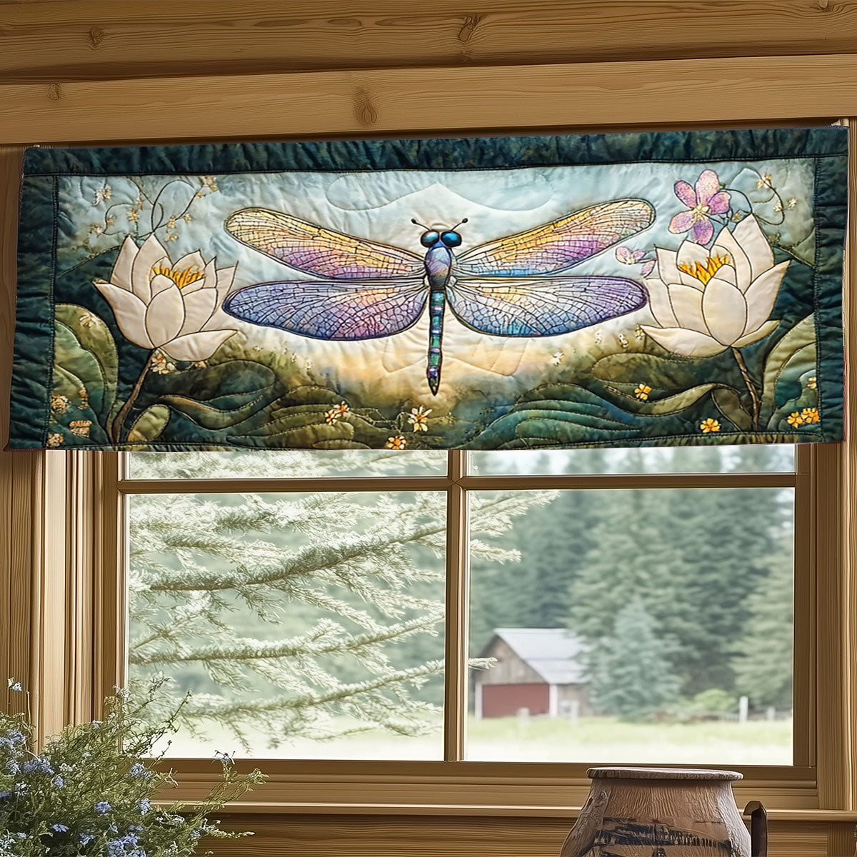 Lotus Dragonfly WJ2304044CL Quilted Valance