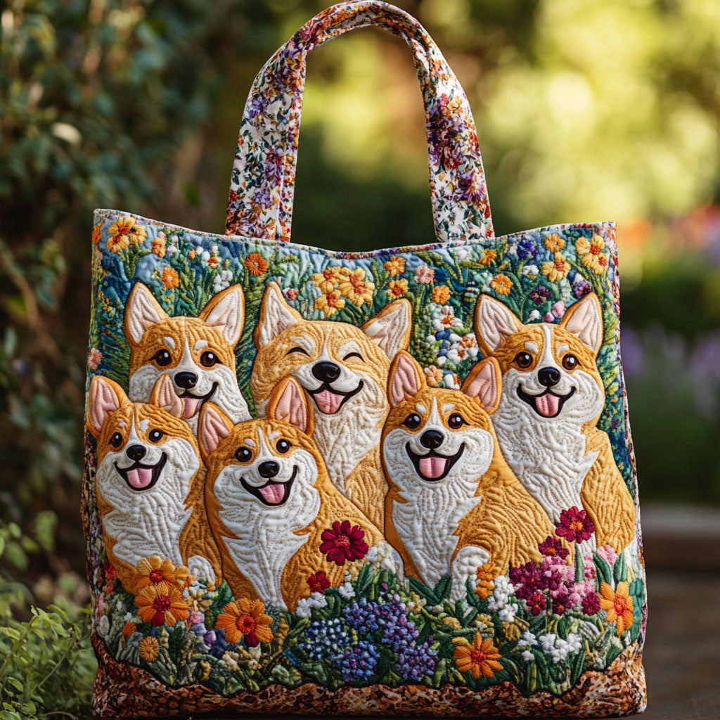 Sunny Corgi WN2209078CL Quilted Tote Bag