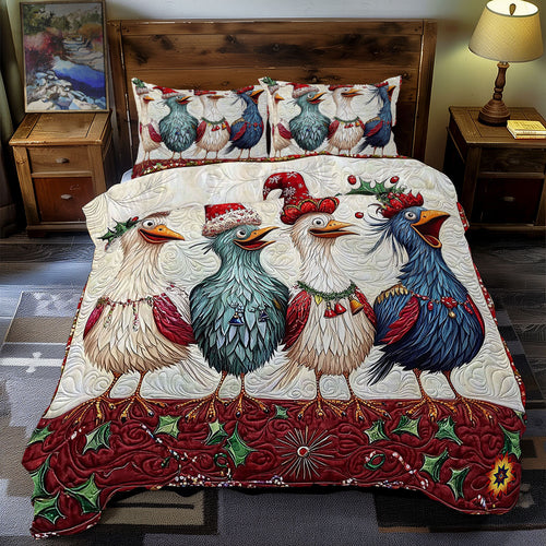 Funny Christmas Chicken WY1212042CL Duvet Cover Set