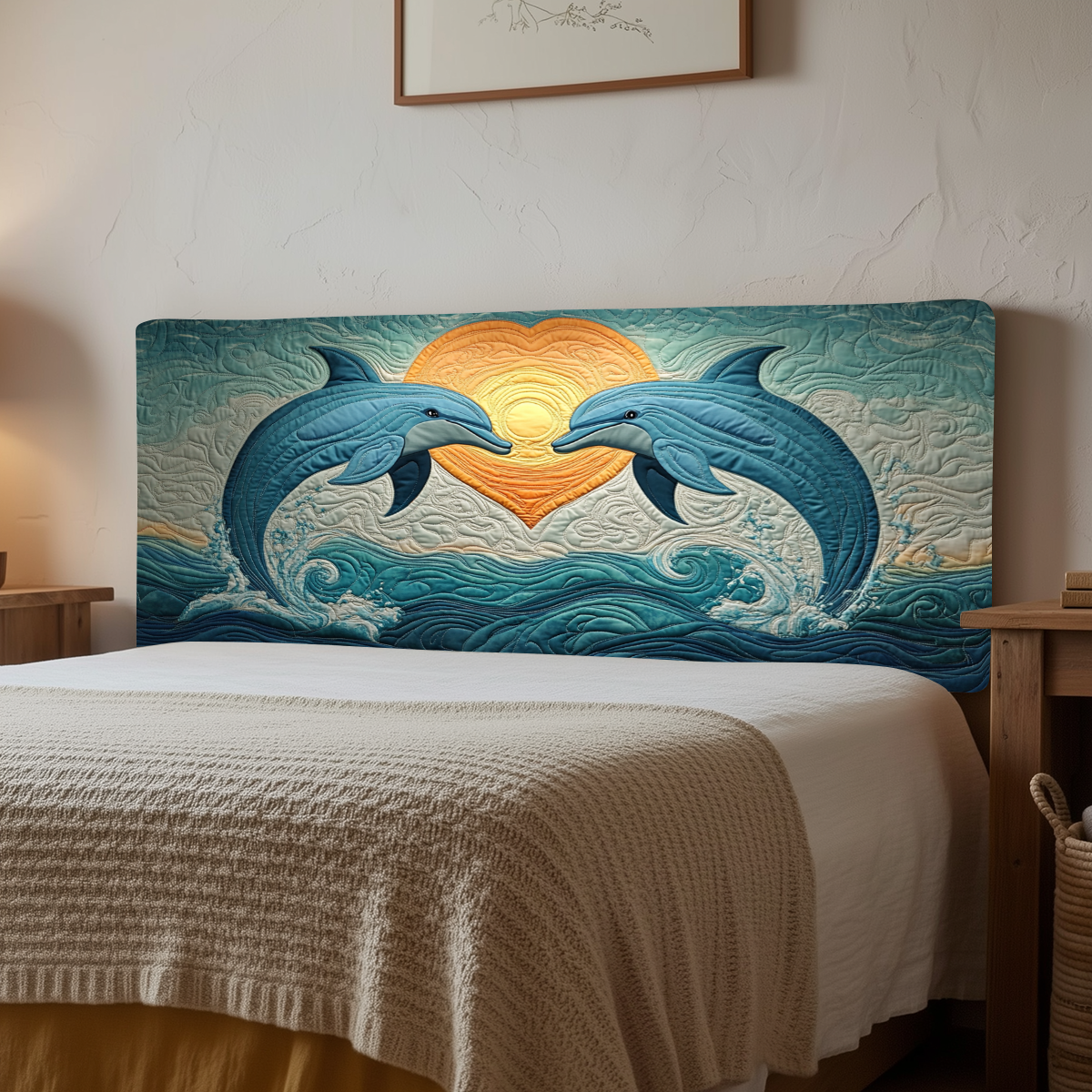 Ocean Lovers Dolphin KL1212004CL Quilted Headboard Slipcover