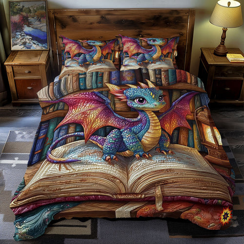 Colorful Dragon In Library WY1612040CL Duvet Cover Set