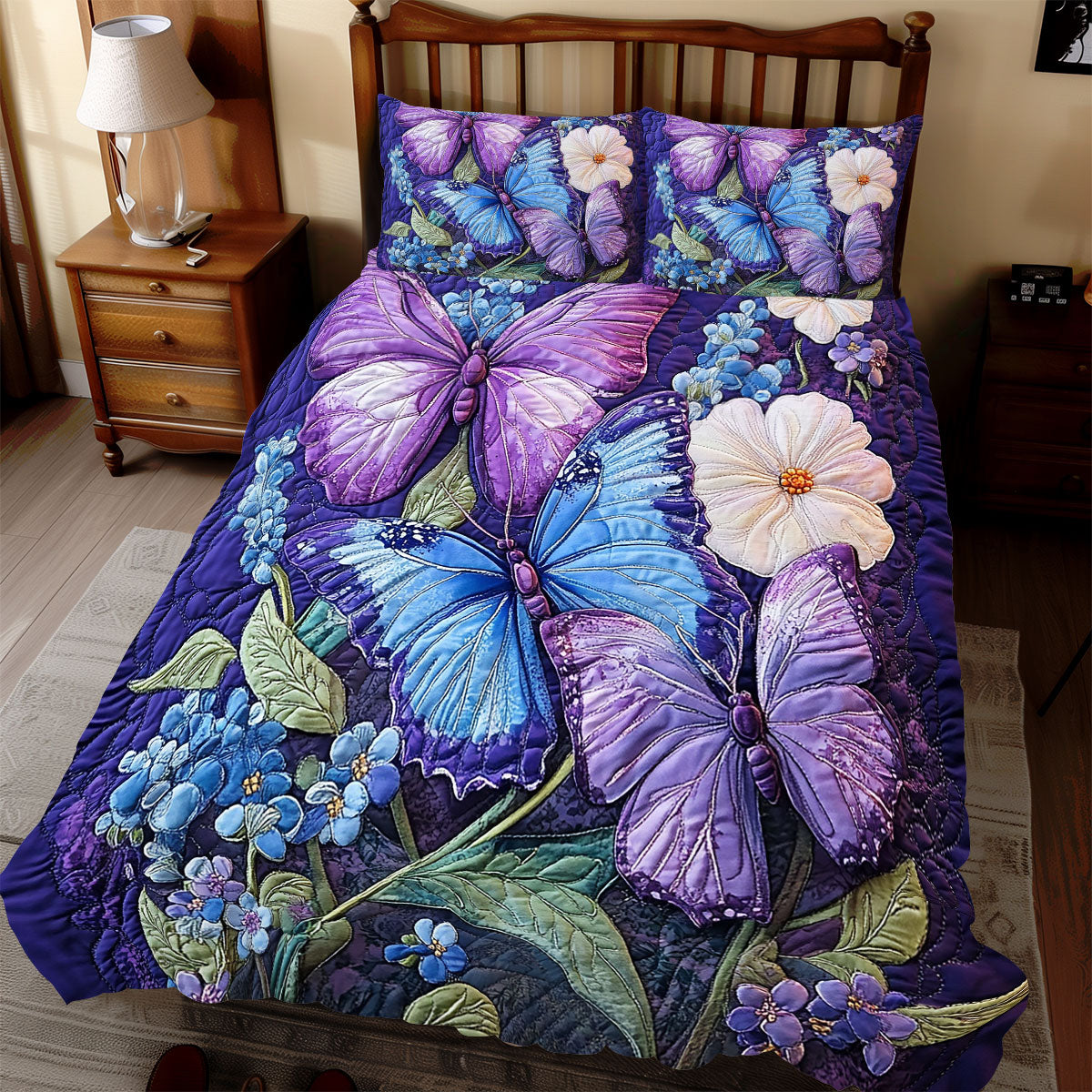 Purple Butterfly WX2012105CL Duvet Cover Set