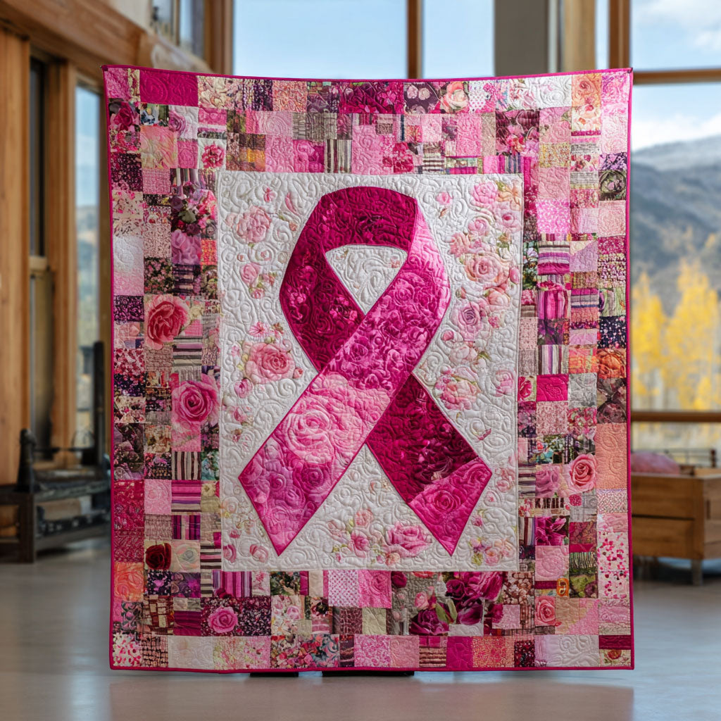 Pink Ribbon Bloom CW2609039CL Quilt