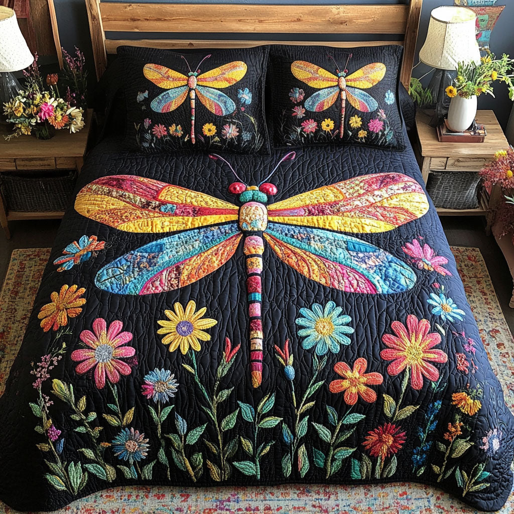 Dragonfly In Colorful Garden WY2502018CL Duvet Cover Set