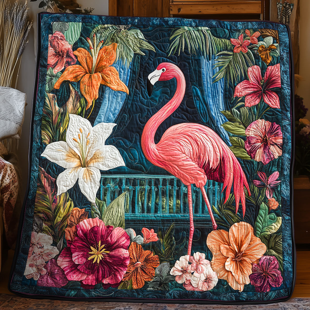 Flamingo Flower WX0406022CL Quilt