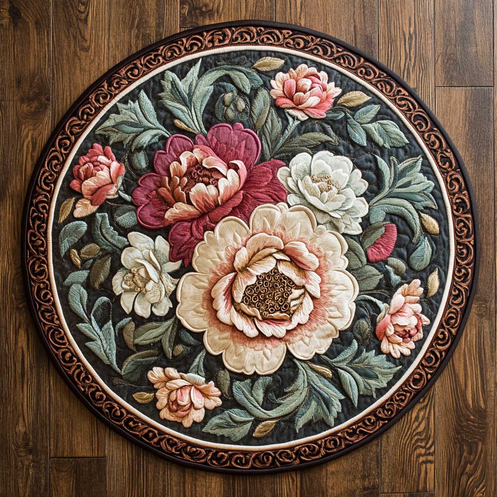 Blooming Beauty WN2204005CL Quilted Round Mat