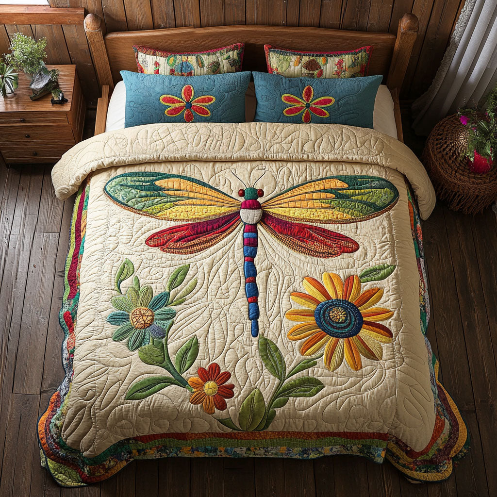 Dragonfly And Flower WY2502011CL Duvet Cover Set