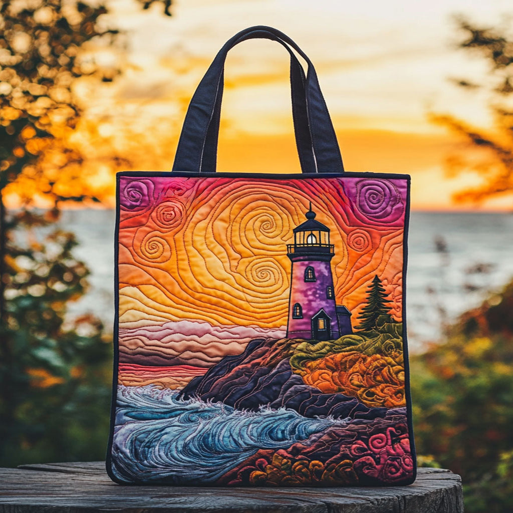Twilight Lighthouse WN3009066CL Quilted Tote Bag
