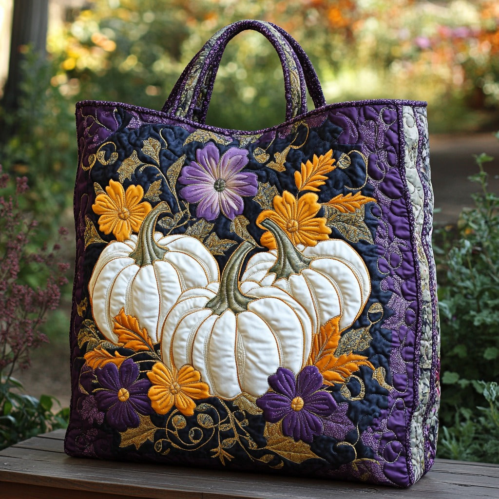 White Pumpkins XR0810005CL Quilted Tote Bag