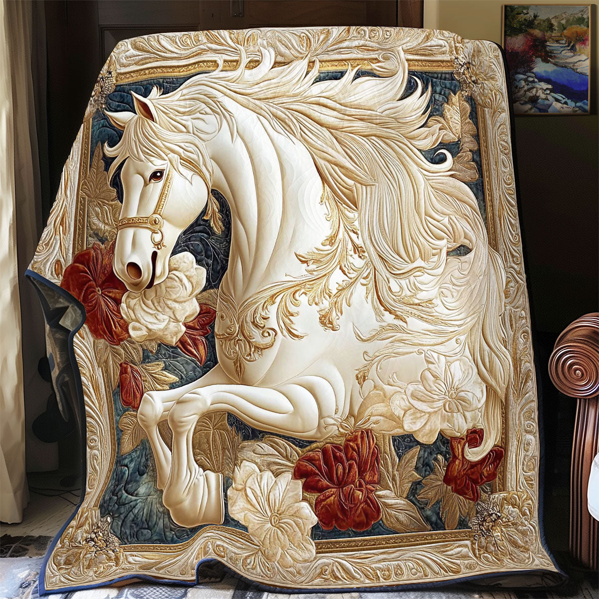Royal Horse In Flower WY1701058CL Quilt
