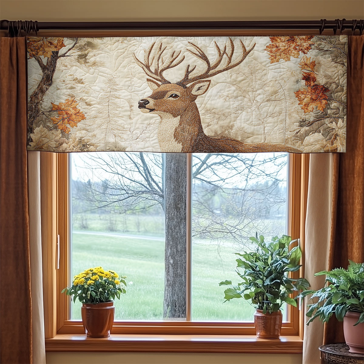 Deer Autumn WX2203147CL Quilted Valance