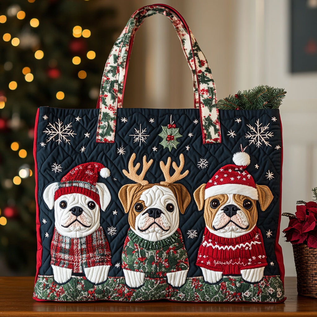 Christmas Bulldog CW2209012CL Quilted Tote Bag