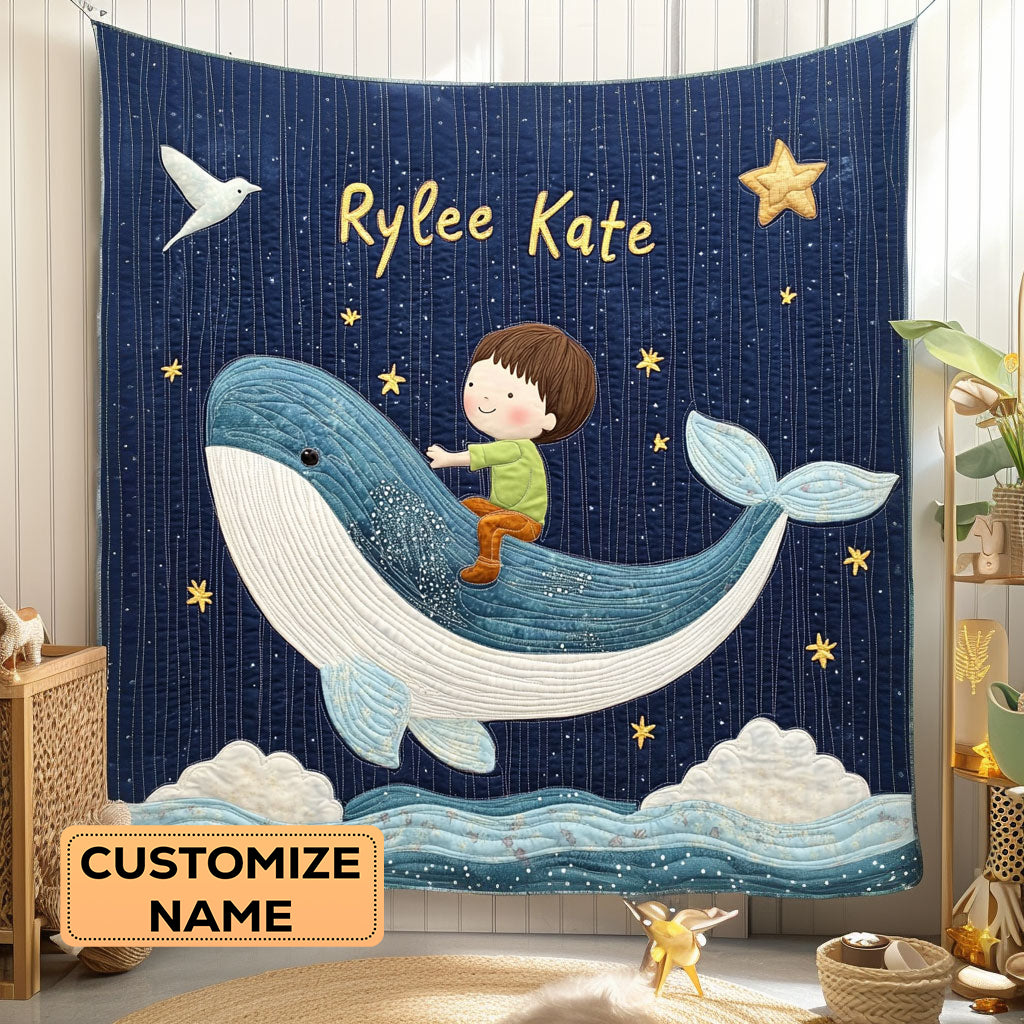 Starry Ride WJ1707006CL Personalized Baby Quilt