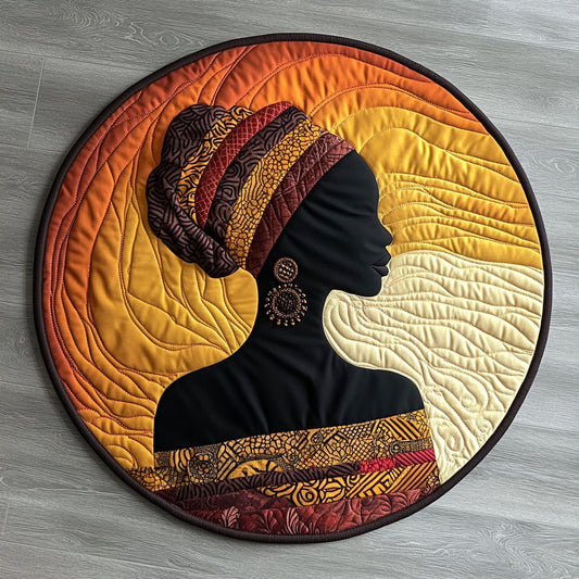African Woman WX2105001CL Quilted Round Mat
