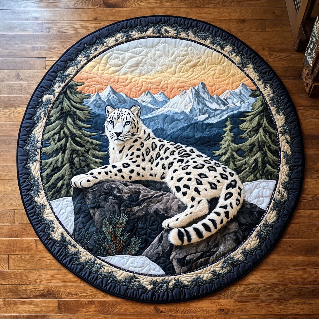 White Leopard CQ0306044CL Quilted Round Mat