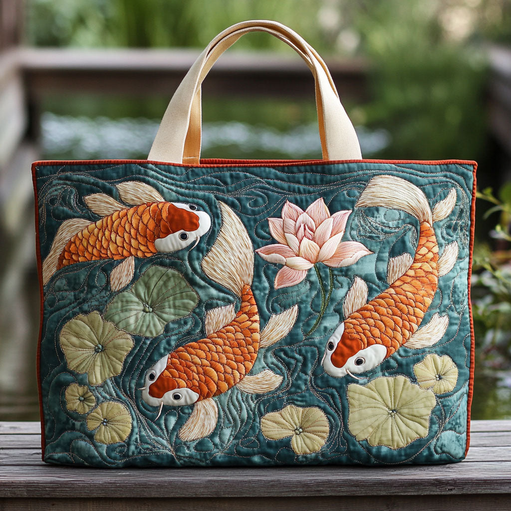 Tranquil Pond Koi CW2709023CL Quilted Tote Bag