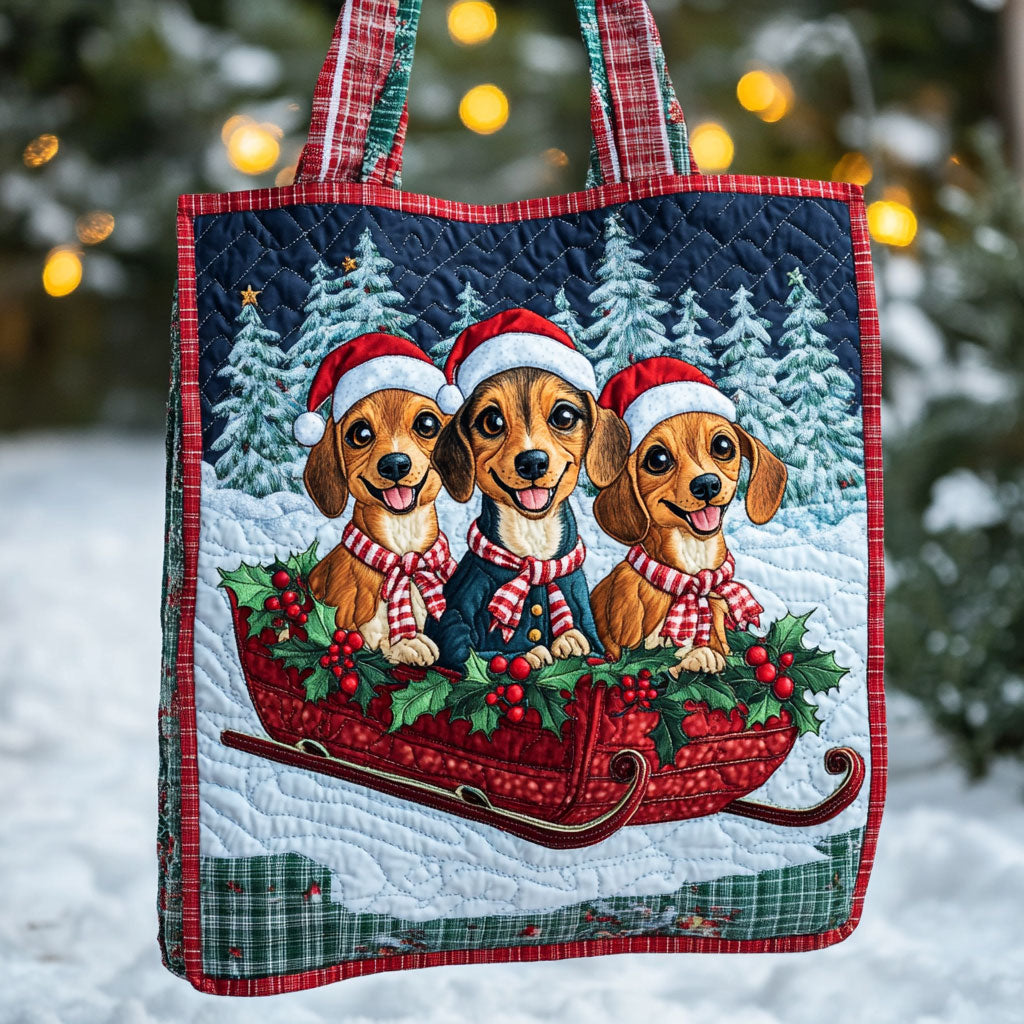 Jingle Ride Dachshund WN1211066CL Quilted Tote Bag