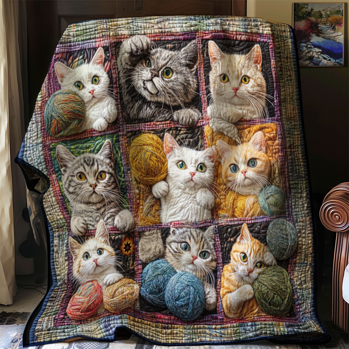 Cats Rolling In Yarns YR1210004CL Quilt