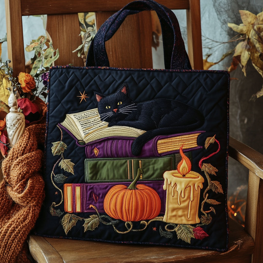 Mysterious Cat Book DH0410038CL Quilted Tote Bag