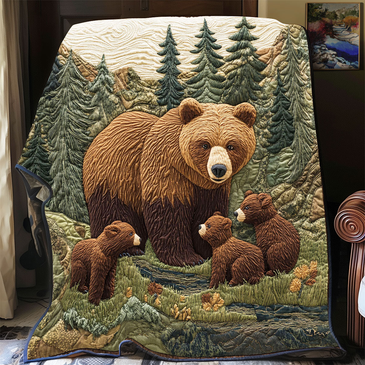Forest Bear Family WP2003026CL Quilt