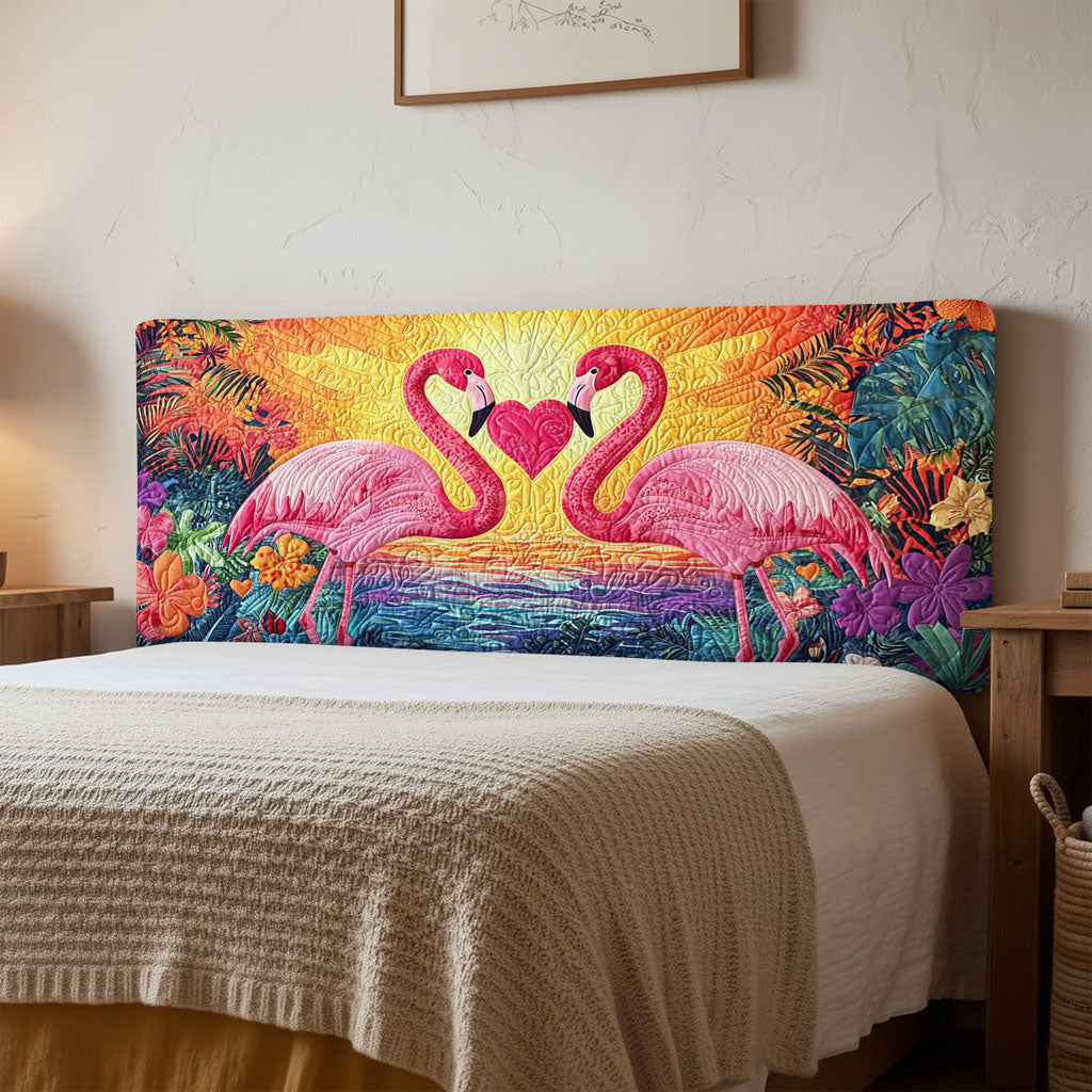 Flamingo Couple QA1112006CL Quilted Headboard Slipcover