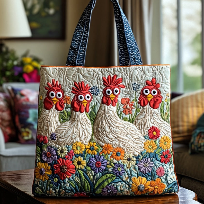Big Eyes Chickens XR2709019CL Quilted Tote Bag
