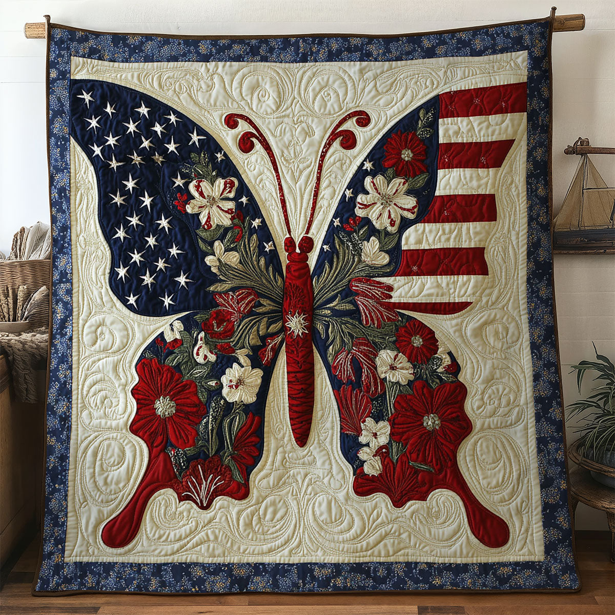 Freedom Memorial Day Butterfly WN1006036CL Quilt