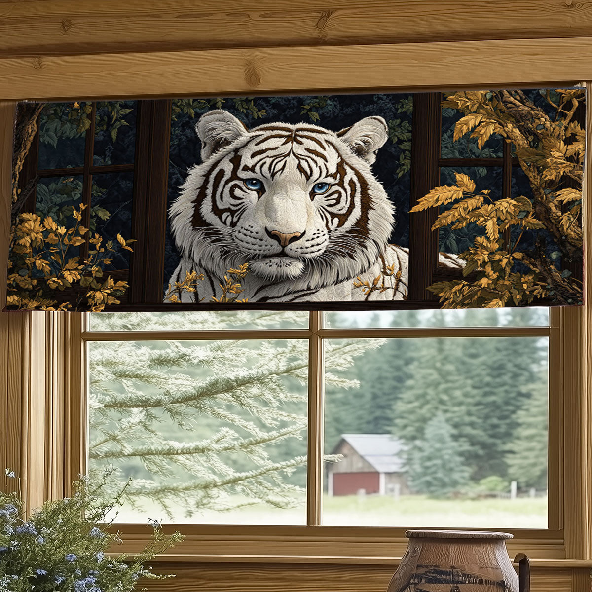 Majestic White Tiger WJ2503030CL Quilted Valance