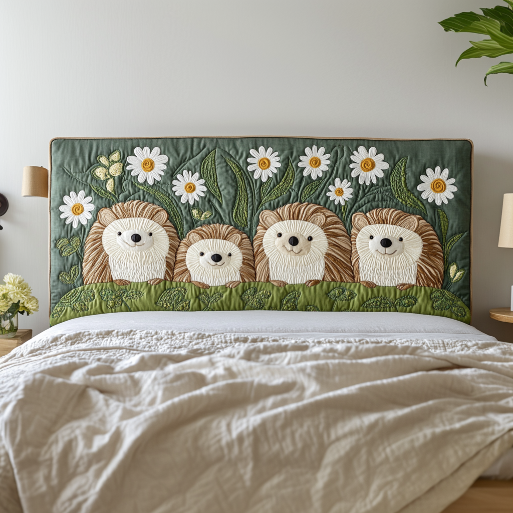 Cute Hedgehogs XR1712006CL Quilted Headboard Slipcover