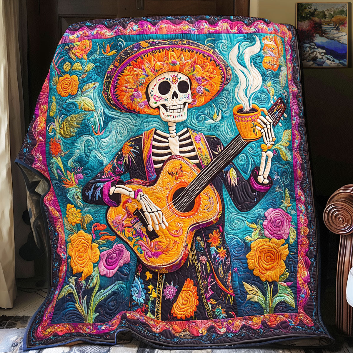 Guitar Skull WX0406025CL Quilt