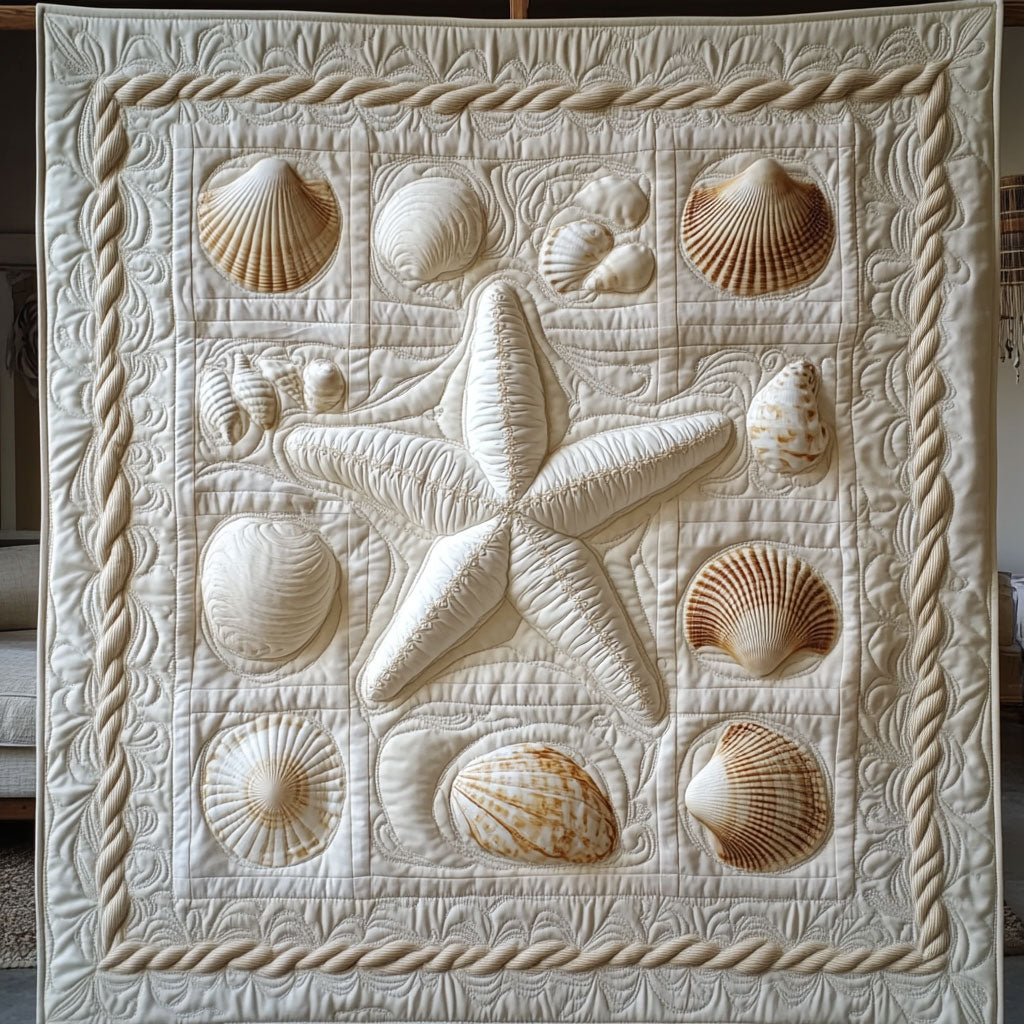 Elegant Starfish And Seashells WY0708071CL Quilt