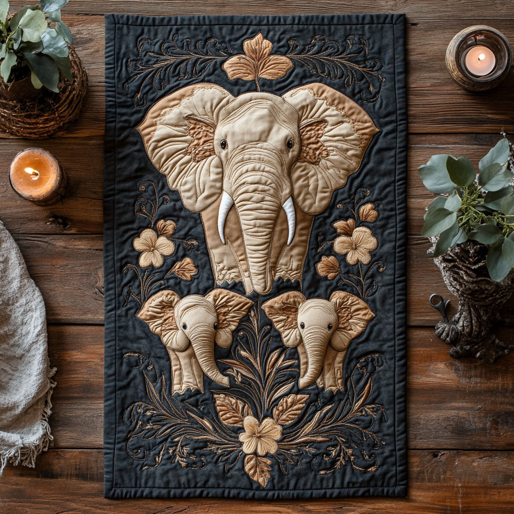 Elephant Family WU0303034CL Quilted Table Runner